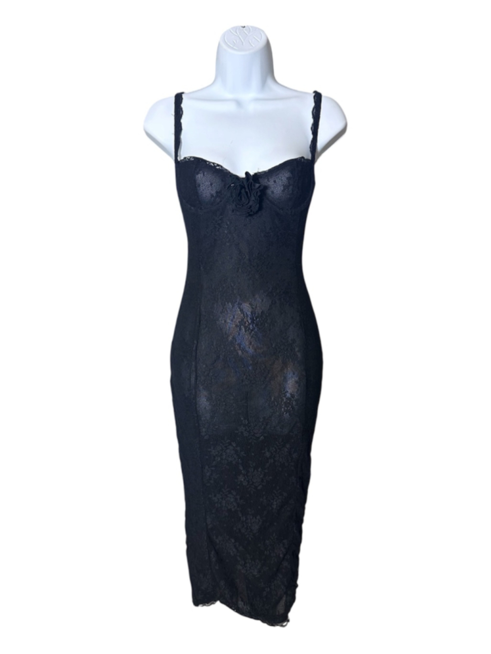 Women's White Fox Black Lace Midi Dress Size XS HOCO Party Halloween